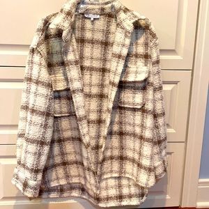 super cute white and brown jacket from a local boutique - sz L and like new!